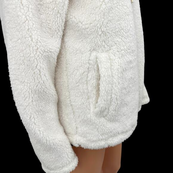 NWT Womens Ivory Teddy Sherpa Fleece Jacket Full Zip Stand Collar Lined Small - Picture 6 of 14